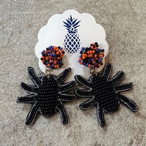 Black and Orange Spider Earrings for Kids
